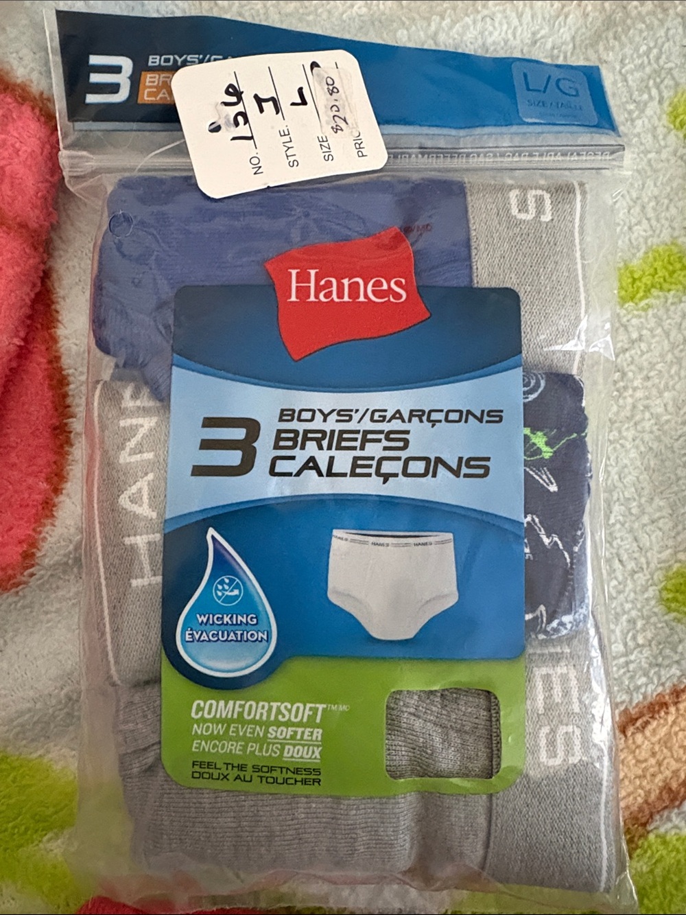 Hanes Boys 3-Pack Briefs in Gray and Blue